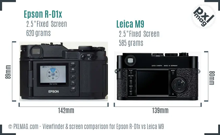 Epson R-D1x vs Leica M9 Screen and Viewfinder comparison