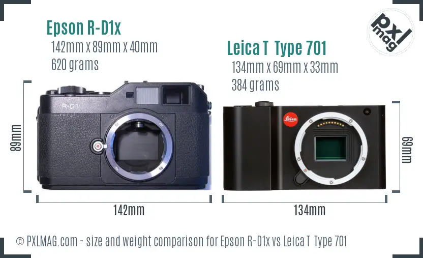 Epson R-D1x vs Leica T  Type 701 size comparison