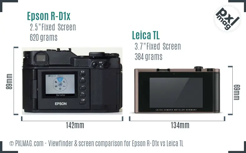 Epson R-D1x vs Leica TL Screen and Viewfinder comparison