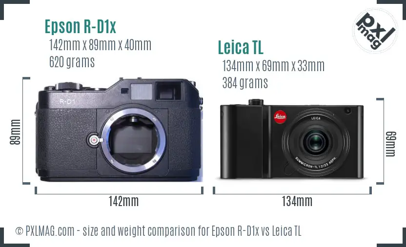 Epson R-D1x vs Leica TL size comparison