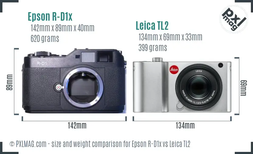 Epson R-D1x vs Leica TL2 size comparison