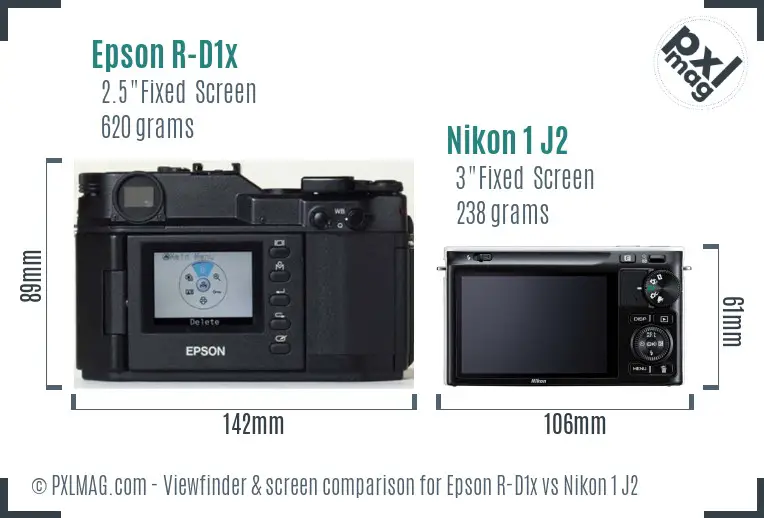 Epson R-D1x vs Nikon 1 J2 Screen and Viewfinder comparison