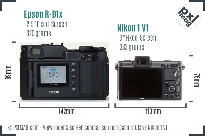 Epson R-D1x vs Nikon 1 V1 Screen and Viewfinder comparison