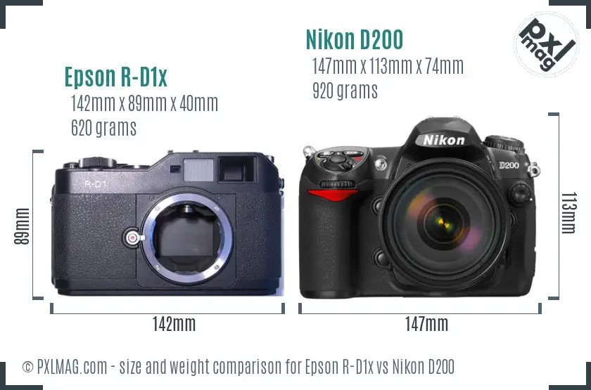 Epson R-D1x vs Nikon D200 size comparison