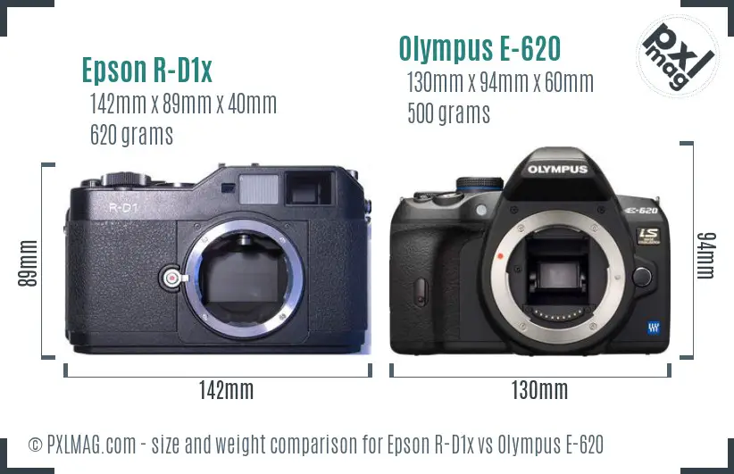 Epson R-D1x vs Olympus E-620 size comparison