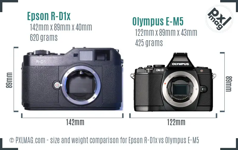 Epson R-D1x vs Olympus E-M5 size comparison