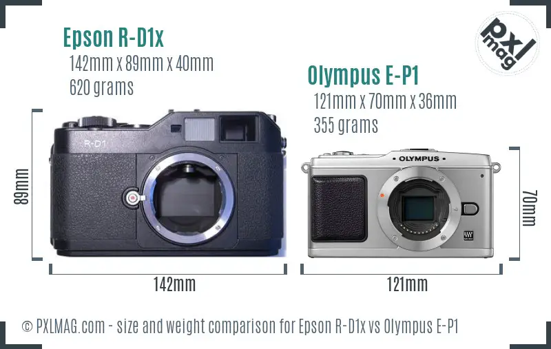 Epson R-D1x vs Olympus E-P1 size comparison