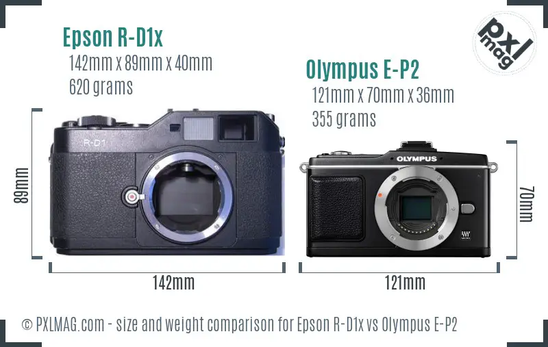 Epson R-D1x vs Olympus E-P2 size comparison