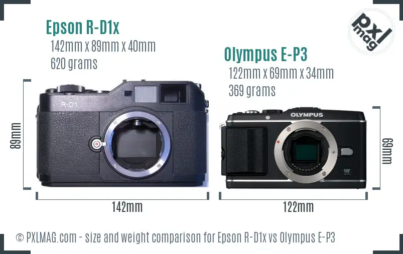 Epson R-D1x vs Olympus E-P3 size comparison