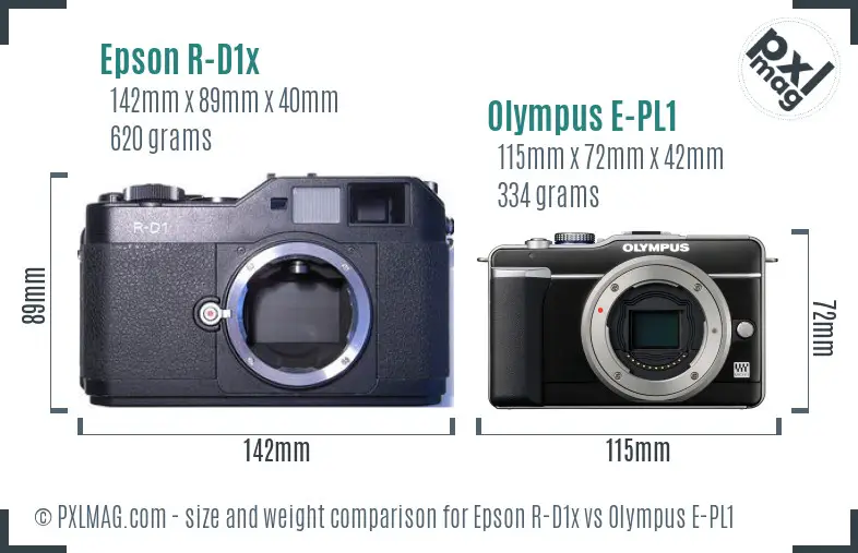 Epson R-D1x vs Olympus E-PL1 size comparison