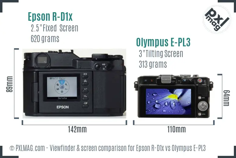 Epson R-D1x vs Olympus E-PL3 Screen and Viewfinder comparison Epson R-D1x vs Olympus E-PL3 Screen and Viewfinder comparison