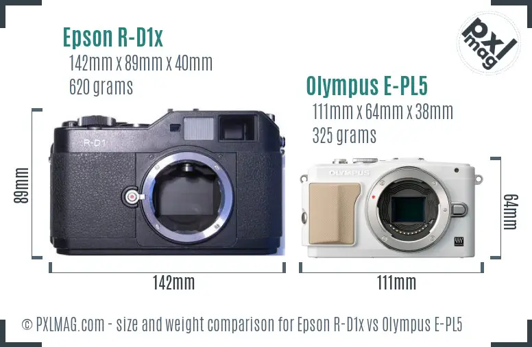 Epson R-D1x vs Olympus E-PL5 size comparison