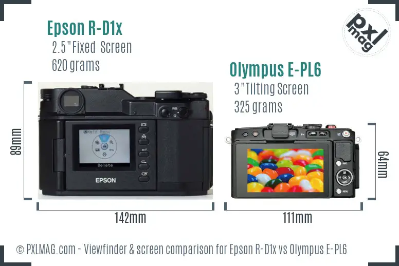 Epson R-D1x vs Olympus E-PL6 Screen and Viewfinder comparison