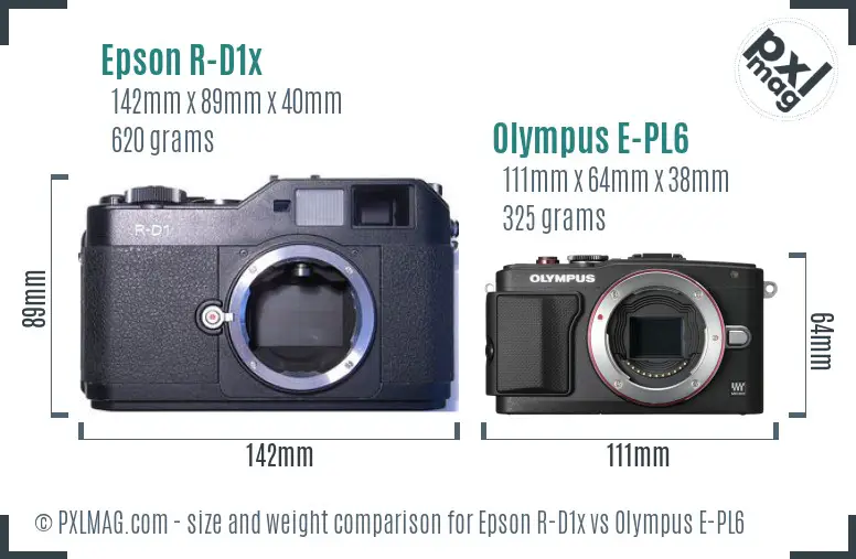 Epson R-D1x vs Olympus E-PL6 size comparison