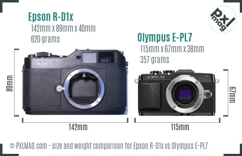 Epson R-D1x vs Olympus E-PL7 size comparison