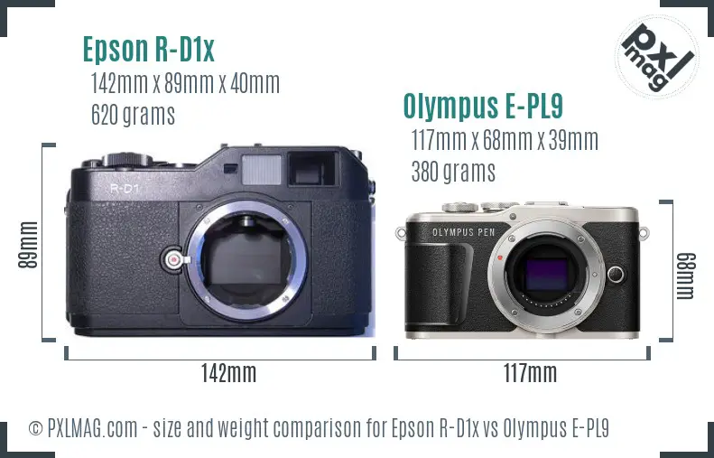 Epson R-D1x vs Olympus E-PL9 size comparison