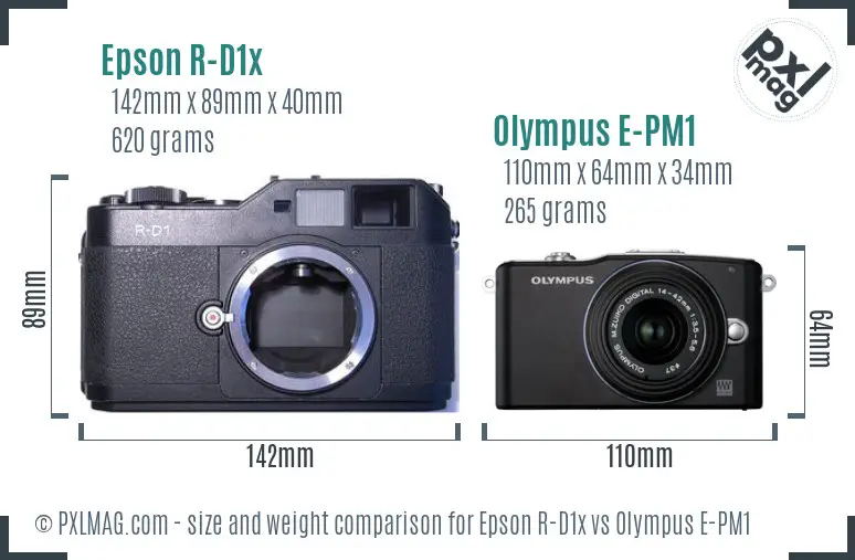 Epson R-D1x vs Olympus E-PM1 size comparison