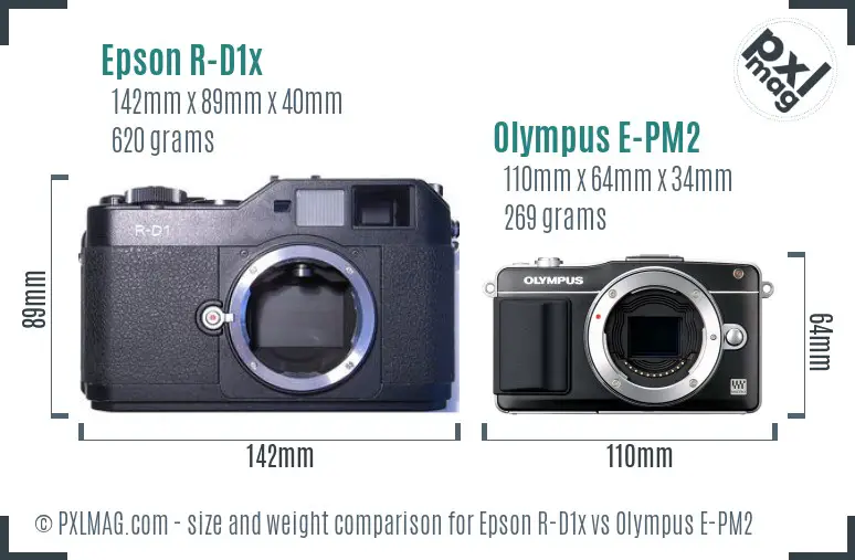 Epson R-D1x vs Olympus E-PM2 size comparison