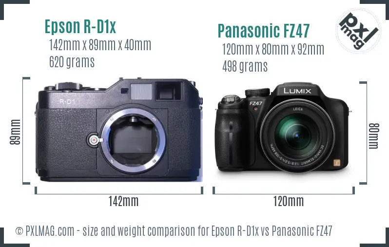 Epson R-D1x vs Panasonic FZ47 size comparison
