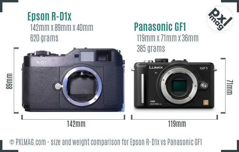Epson R-D1x vs Panasonic GF1 size comparison