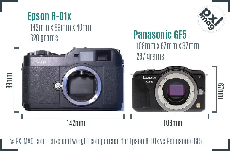 Epson R-D1x vs Panasonic GF5 size comparison