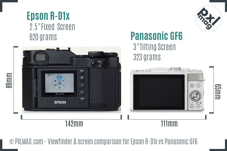 Epson R-D1x vs Panasonic GF6 Screen and Viewfinder comparison