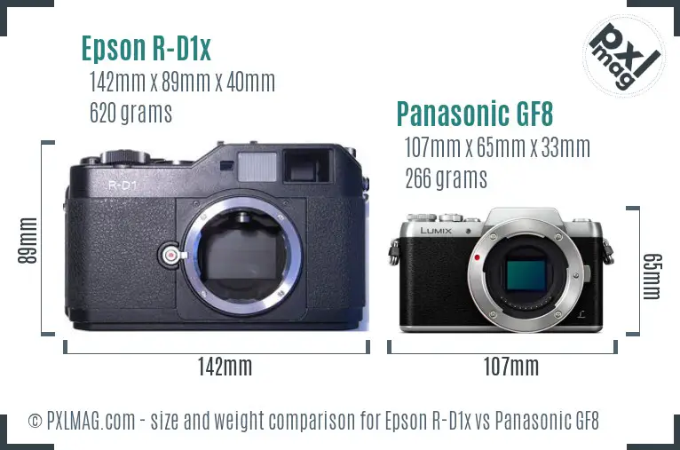 Epson R-D1x vs Panasonic GF8 size comparison