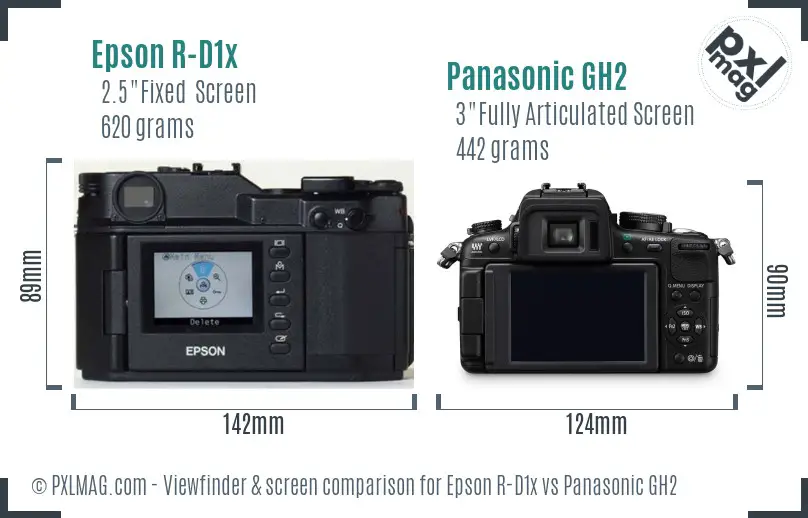 Epson R-D1x vs Panasonic GH2 Screen and Viewfinder comparison Epson R-D1x vs Panasonic GH2 Screen and Viewfinder comparison