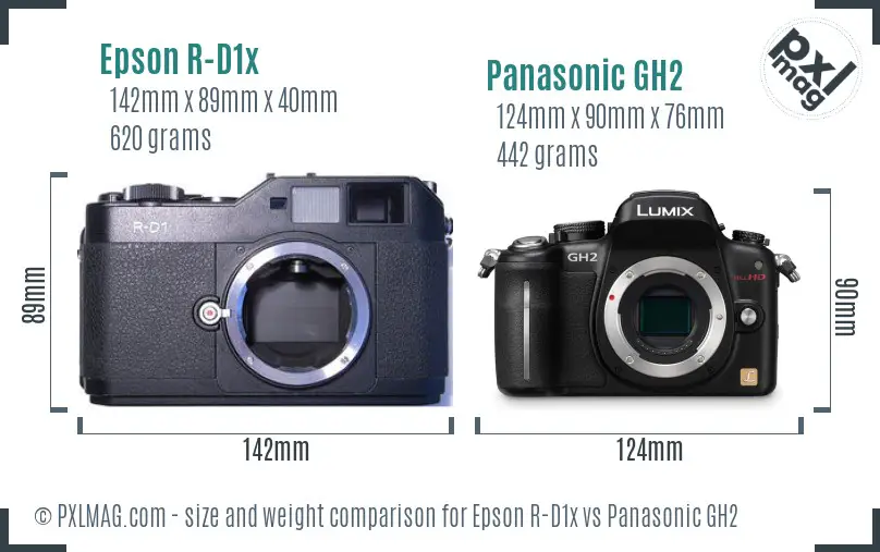 Epson R-D1x vs Panasonic GH2 size comparison Epson R-D1x vs Panasonic GH2 size comparison