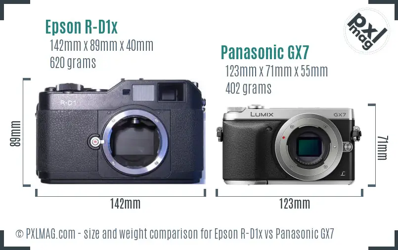 Epson R-D1x vs Panasonic GX7 size comparison