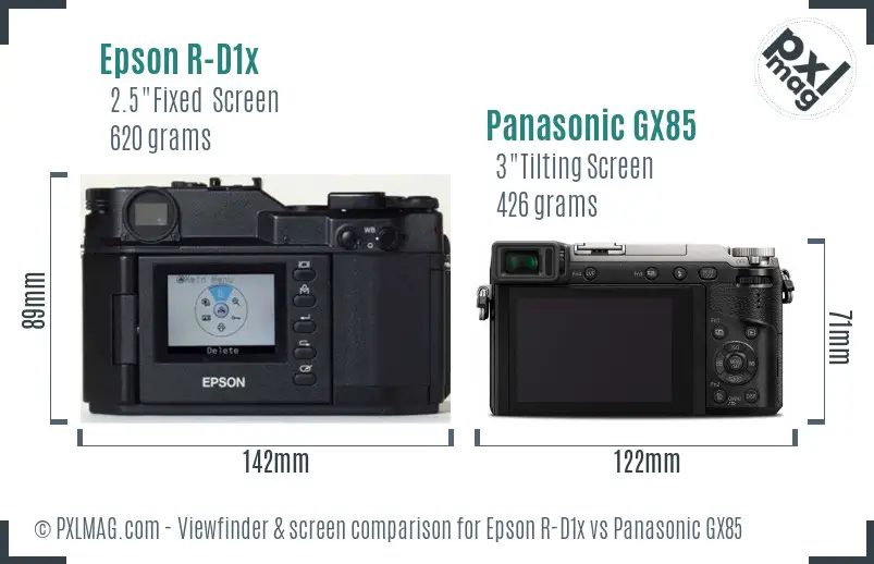 Epson R-D1x vs Panasonic GX85 Screen and Viewfinder comparison