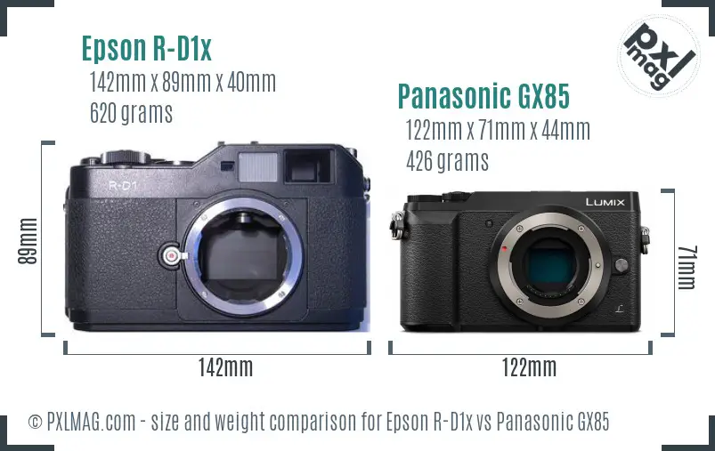 Epson R-D1x vs Panasonic GX85 size comparison