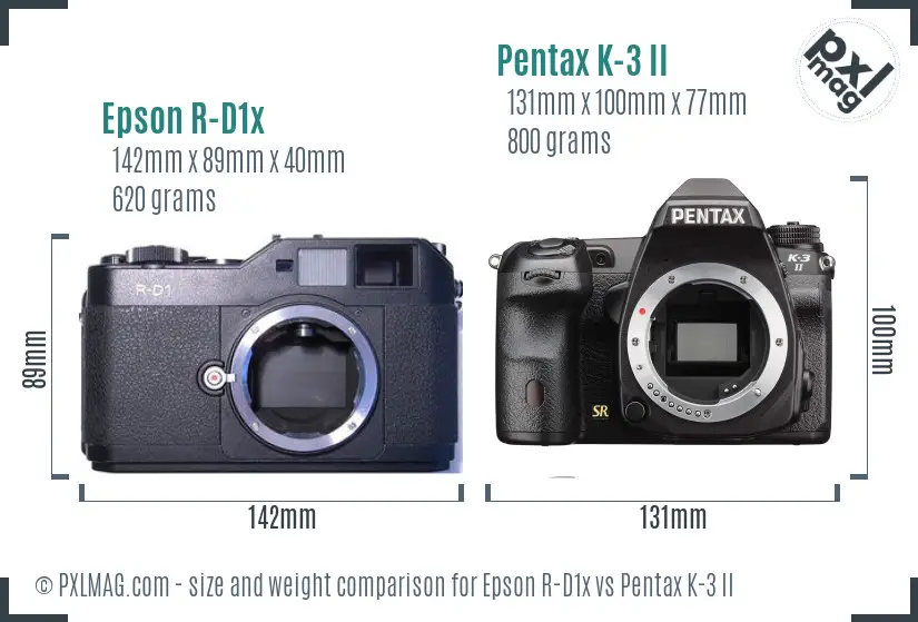 Epson R-D1x vs Pentax K-3 II size comparison
