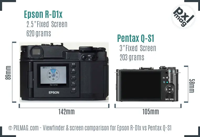 Epson R-D1x vs Pentax Q-S1 Screen and Viewfinder comparison Epson R-D1x vs Pentax Q-S1 Screen and Viewfinder comparison