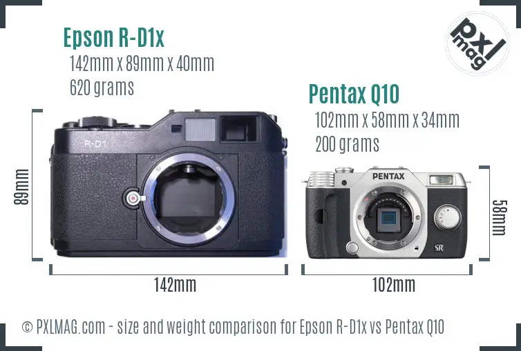 Epson R-D1x vs Pentax Q10 size comparison