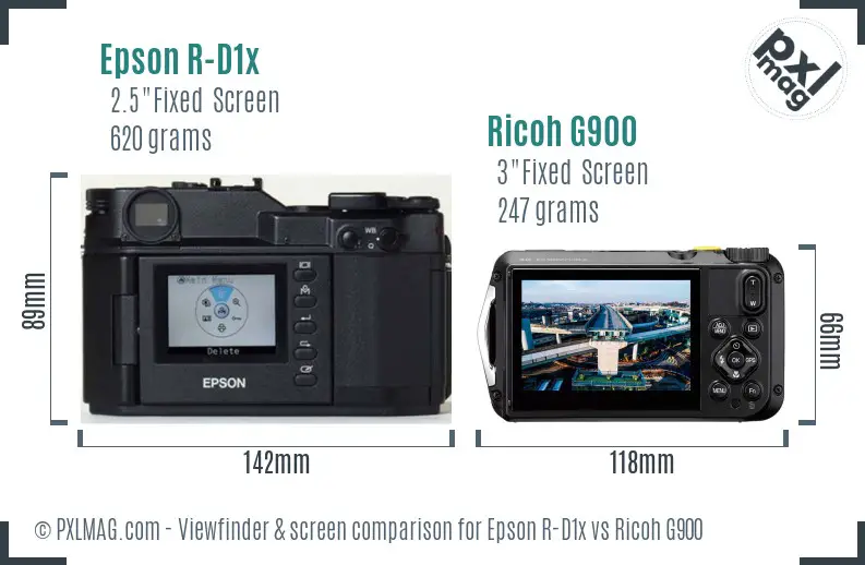 Epson R-D1x vs Ricoh G900 Screen and Viewfinder comparison