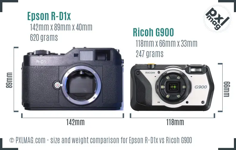 Epson R-D1x vs Ricoh G900 size comparison