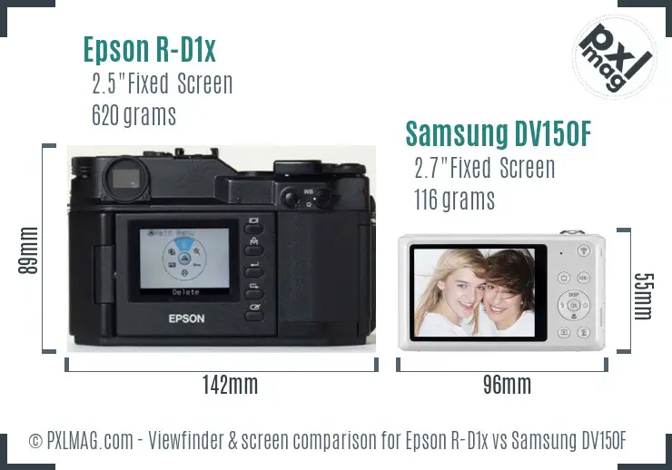Epson R-D1x vs Samsung DV150F Screen and Viewfinder comparison Epson R-D1x vs Samsung DV150F Screen and Viewfinder comparison
