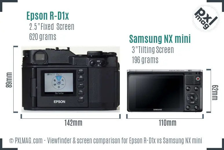 Epson R-D1x vs Samsung NX mini Screen and Viewfinder comparison Epson R-D1x vs Samsung NX mini Screen and Viewfinder comparison