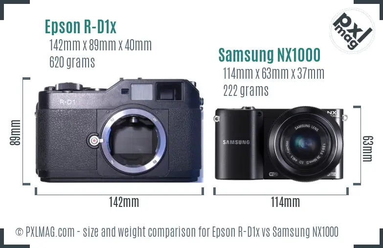 Epson R-D1x vs Samsung NX1000 size comparison