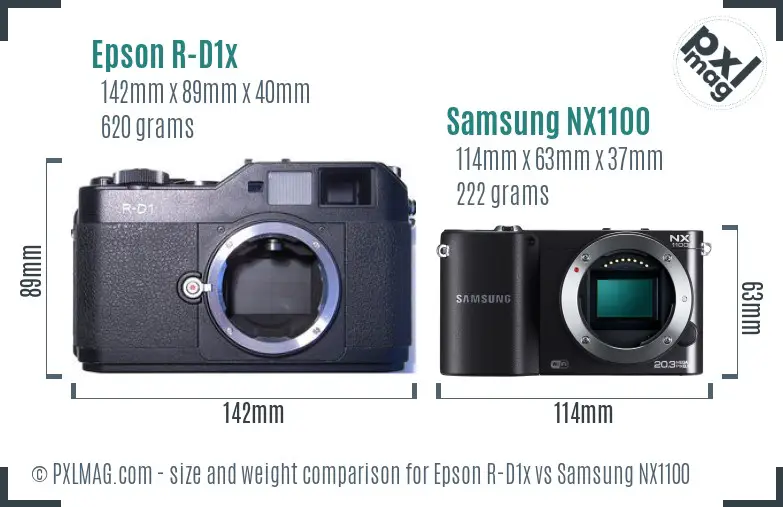 Epson R-D1x vs Samsung NX1100 size comparison