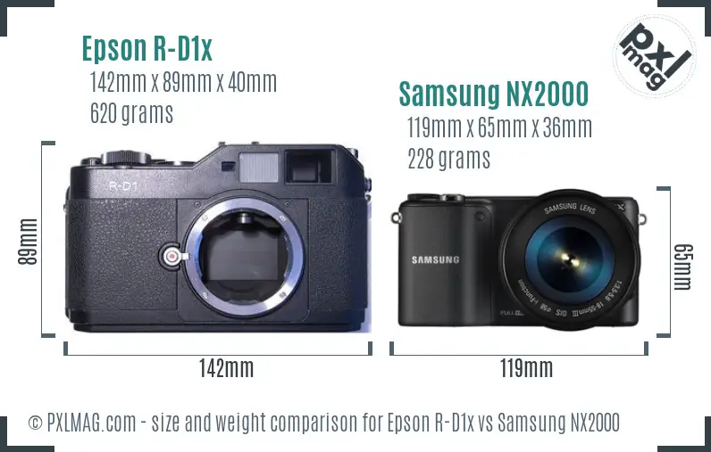 Epson R-D1x vs Samsung NX2000 size comparison