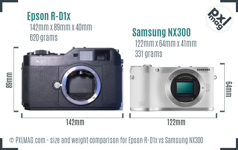 Epson R-D1x vs Samsung NX300 size comparison