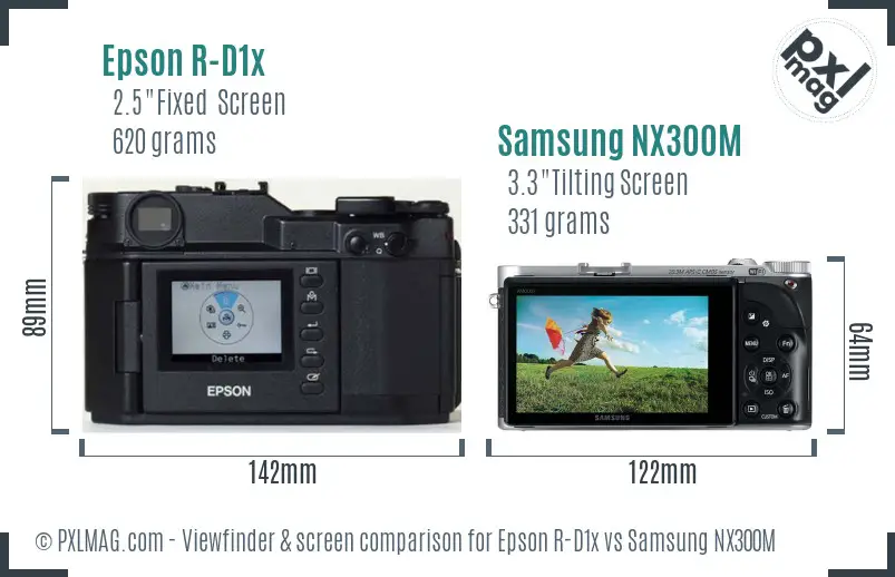 Epson R-D1x vs Samsung NX300M Screen and Viewfinder comparison