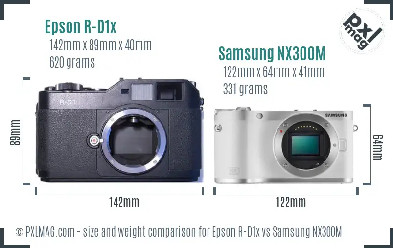 Epson R-D1x vs Samsung NX300M size comparison