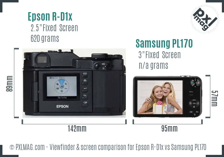 Epson R-D1x vs Samsung PL170 Screen and Viewfinder comparison