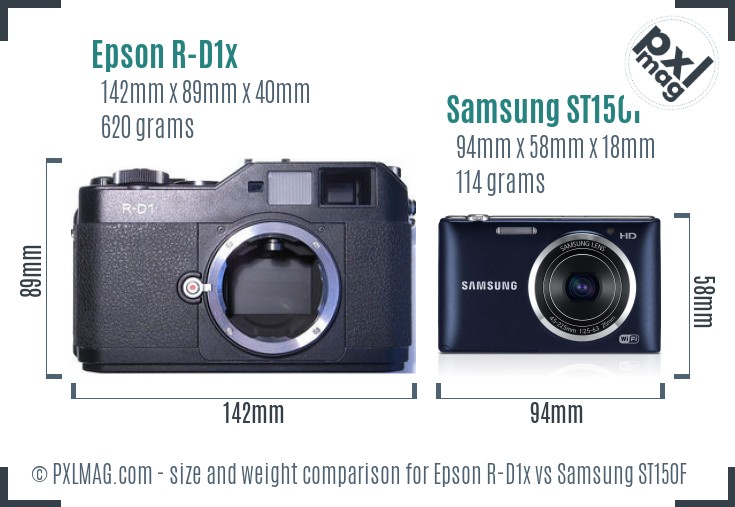 Epson R-D1x vs Samsung ST150F size comparison