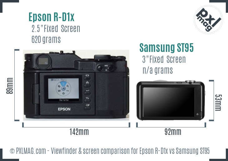 Epson R-D1x vs Samsung ST95 Screen and Viewfinder comparison
