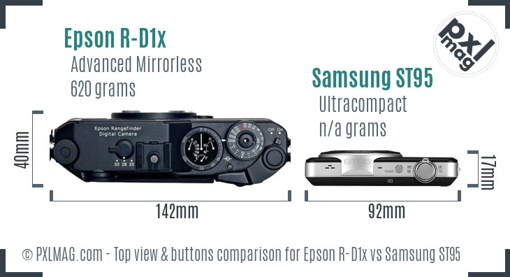 Epson R-D1x vs Samsung ST95 top view buttons comparison