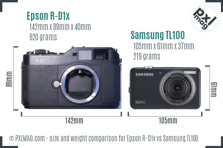 Epson R-D1x vs Samsung TL100 size comparison